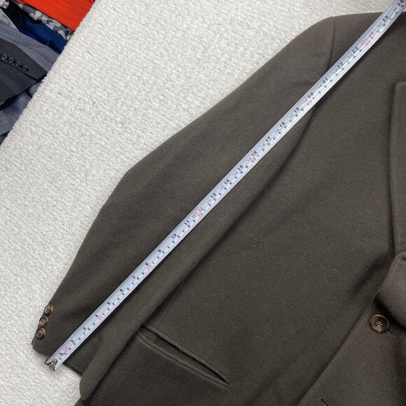 Pierre Cardin Tweed Sport Coat Brown / Olive Green Blazer Wool / Cashmere 40R - Picture 9 of 16